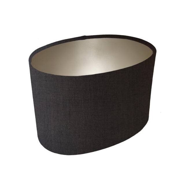 Charcoal Grey Oval Lampshade in Linen With Champagne Lining - image 1