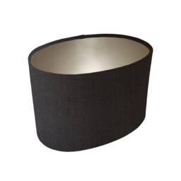 Charcoal Grey Oval Lampshade in Linen With Champagne Lining - thumbnail 1
