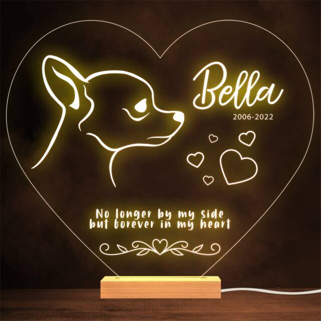 Chihuahua Dog Memorial Pet Loss Forever in Personalised Gift Lamp Night Light - image 1