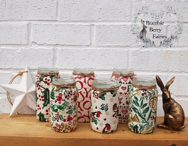 Christmas Emma Bridgewater Recycled Jam Jars Holly Joy Peace Robin Pudding Bring in The Green - image 1