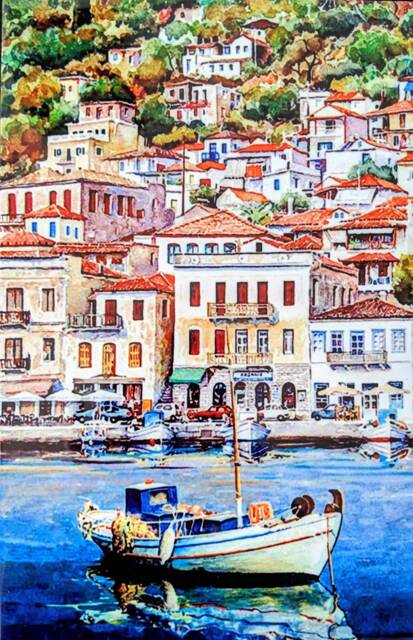 "Fisherman's Boat Ceramic Wall Art Tile, 8"" By 12" - image 1