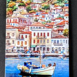 "Fisherman's Boat Ceramic Wall Art Tile, 8"" By 12" - thumbnail 2