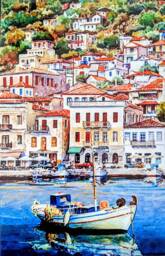 "Fisherman's Boat Ceramic Wall Art Tile, 8"" By 12" - thumbnail 1
