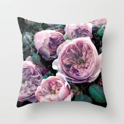 Pink Peonies Throw Pillow, Floral Print, 18x18 Or 22x22 Inches, Velveteen, Soft, Solvent Free Inks - thumbnail 1