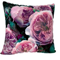 Pink Peonies Throw Pillow, Floral Print, 18x18 Or 22x22 Inches, Velveteen, Soft, Solvent Free Inks - thumbnail 2