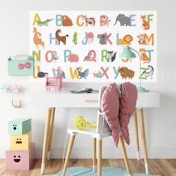 Alphabet Wall Sticker With Animals Educational Decal For Children Kids - thumbnail 1