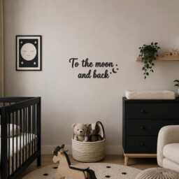 To The Moon & Back Wooden Wall Sign Plywood Nursery Decor Kids Room Art Scandinavian Quote Black White Natural - thumbnail 3