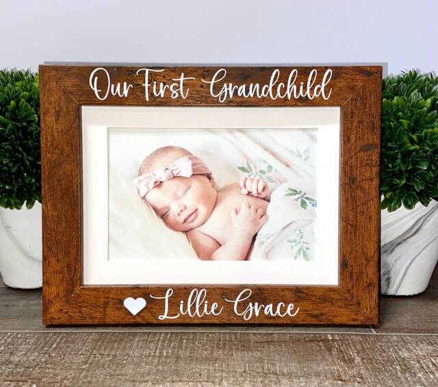 First Grandchild Personalized Picture Frame, Our Grandchild, Grandma Gift, Grandfather Mimi Nana Gift - image 1