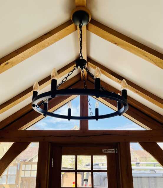 8-Light Wagon Wheel Chandelier With Hand Painted Antique Finish - image 1