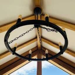 8-Light Wagon Wheel Chandelier With Hand Painted Antique Finish - thumbnail 2