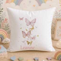 Personalised Butterfly Cushion Cover, Pretty Custom Name Bedroom