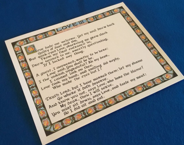 Love By George Herbert Poem Art Print, Floral Border - 11 X 14 - image 1