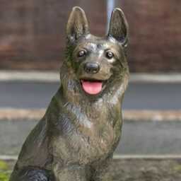 Handmade Concrete Dog Sculpture Outdoor German Shepherd Figurine Realistic Stone Statue Loyal Garden Ornament Pet Memorial Art Decor - thumbnail 2