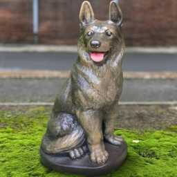 Handmade Concrete Dog Sculpture Outdoor German Shepherd Figurine Realistic Stone Statue Loyal Garden Ornament Pet Memorial Art Decor - thumbnail 1