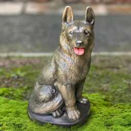 Handmade Concrete Dog Sculpture Outdoor German Shepherd Figurine Realistic Stone Statue Loyal Garden Ornament Pet Memorial Art Decor - thumbnail 4