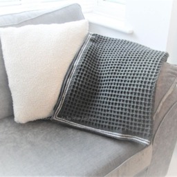 Chunky Knit Waffle Blanket Gray Acrylic Lap Throw - 45x36In - thumbnail 2