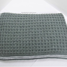 Chunky Knit Waffle Blanket Gray Acrylic Lap Throw - 45x36In - thumbnail 3