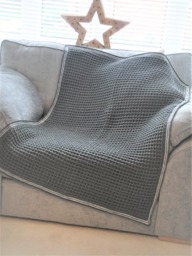 Chunky Knit Waffle Blanket Gray Acrylic Lap Throw - 45x36In - thumbnail 1