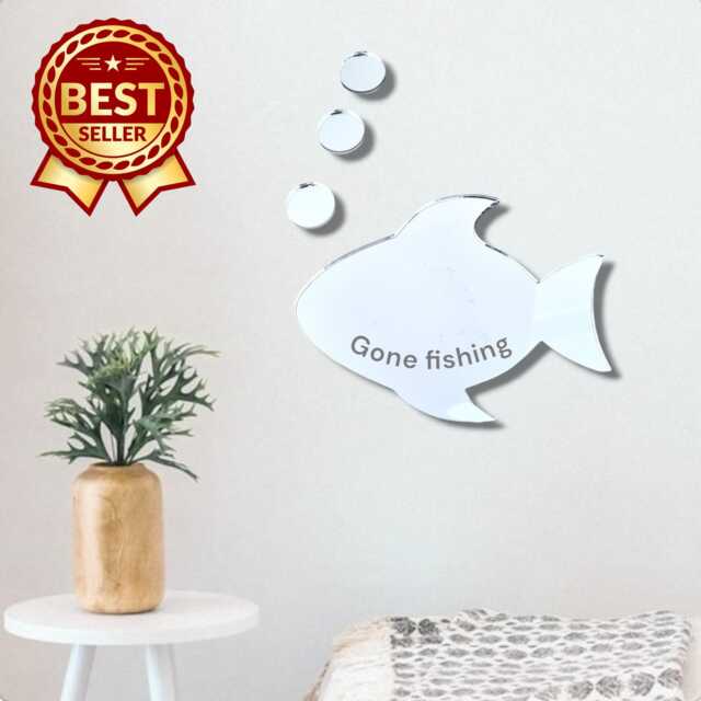 Fish & Bubbles Acrylic Mirror Wall Art - Personalized Engraving - image 1