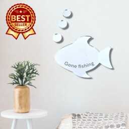 Fish & Bubbles Acrylic Mirror Wall Art - Personalized Engraving