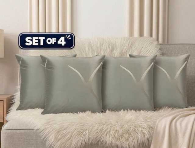 Set Of 4 Handmade Cream Cotton Blend Cushion Covers - 18x18 - image 1