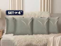 Set Of 4 Handmade Cream Cotton Blend Cushion Covers - 18x18