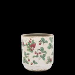 Strawberry Pattern Plant Pot - Herb Planter Strawberries Ceramic Vintage Style Kitchen Garden Houseplant Cover - thumbnail 4