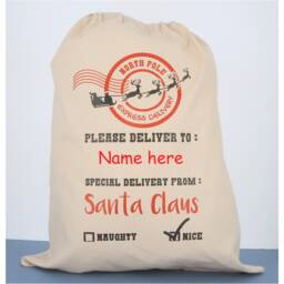 Personalized Santa Sack Festive Cotton Christmas Stocking - thumbnail 4