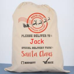 Personalized Santa Sack Festive Cotton Christmas Stocking - thumbnail 3