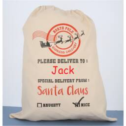 Personalized Santa Sack Festive Cotton Christmas Stocking - thumbnail 1