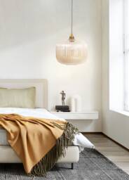 Pendant Light, Kitchen Lighting, Reeded Glass Dining Table Stair Way Pendent Light, Ribbed Glass Pendant Light - thumbnail 1