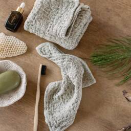 Natural Linen Small Towels Reusable Face Cleaning Wipes Set Of Waffle Cloths Guest Hand Thick Massage Eco Throw - thumbnail 3