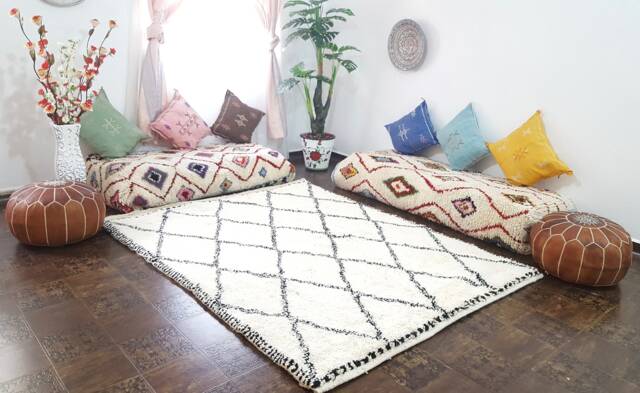 Authentic Moroccan Rug Handwoven 100% Wool Carpet , Azilal Rug Beni Ourain , Carpets Area Rugs Moroccan Berber Floor - image 1