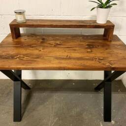 Rustic Computer Desk Reclaimed Wood, Black Industrial X Legs - thumbnail 2