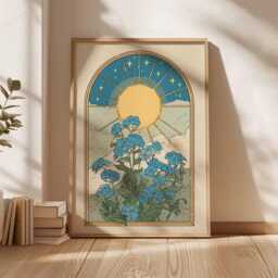 Mystical Forget-Me-Not Flower Print, Boho Celestial Art - thumbnail 3