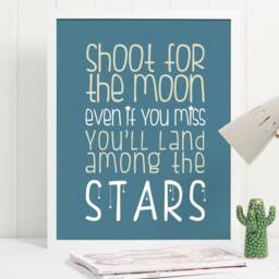 Shoot For The Moon Even If You Miss You'll Land Among Stars Quote Art Print - Inspirational Motivational - thumbnail 2