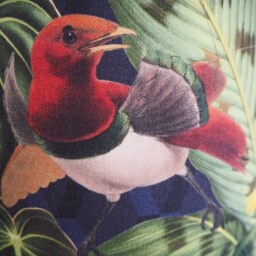 Tropical Green Leaves Lampshade Exotic Leaf Birds Orange Red Black Handmade Fabric Drum Table Floor Or Ceiling Pendant Shade - Various Sizes - thumbnail 4