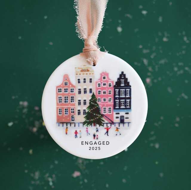 Personalized Amsterdam Christmas Ornament, Custom Gift, Engagement Travel Bauble, Couple Gift - image 1