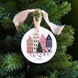 Personalized Amsterdam Christmas Ornament, Custom Gift, Engagement Travel Bauble, Couple Gift - thumbnail 2