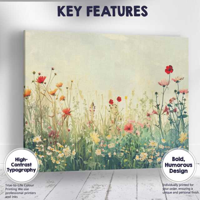 Elegant Cottage Garden Wildflower Meadow Botanical Painting Canvas Wall Art Print Decor Picture Ready To Hang - image 1