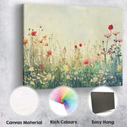 Elegant Cottage Garden Wildflower Meadow Botanical Painting Canvas Wall Art Print Decor Picture Ready To Hang - thumbnail 2