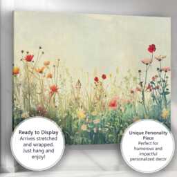 Elegant Cottage Garden Wildflower Meadow Botanical Painting Canvas Wall Art Print Decor Picture Ready To Hang - thumbnail 3
