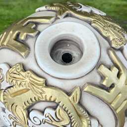 Oriental Feng Shui Statue Stone Lucky Toad With Gold Details Concrete Garden Sculpture Asian Style Ornament Front Door Figure Japanese Decor - thumbnail 4