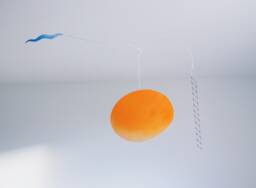 The Dream Orange & Blue Metal Hanging Mobile. Kinetic Sculpture Art