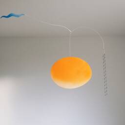 The Dream Orange & Blue Metal Hanging Mobile. Kinetic Sculpture Art - thumbnail 3