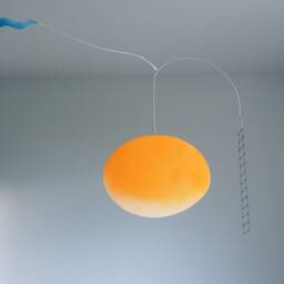 The Dream Orange & Blue Metal Hanging Mobile. Kinetic Sculpture Art - thumbnail 2