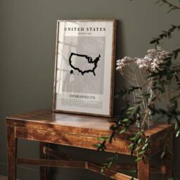 Abstract United States Map Vintage Wall Art Print Picasso + Matisse Inspired America Usa Travel Poster - thumbnail 2