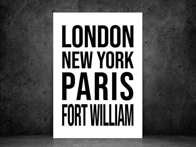 Fort William Iconic Bold Town Scotland Print Poster - Scotland Gift Bespoke A5 A4 A3 Framed Or Unframed - image 1