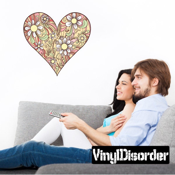 Heart Wall Decal - Fabric Vinyl Removable & Reusable Heartuscolor003Et