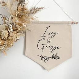 Personalised Couples Names Banner Flag, Engagement Gift , Wedding Gift, New Home Special Date, Wall Decor - thumbnail 2